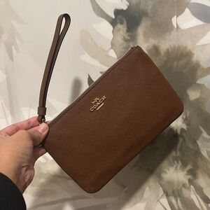 Coach brown wristlet